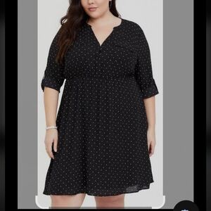 Torrid Black Long Sleeve Dress with White Dots